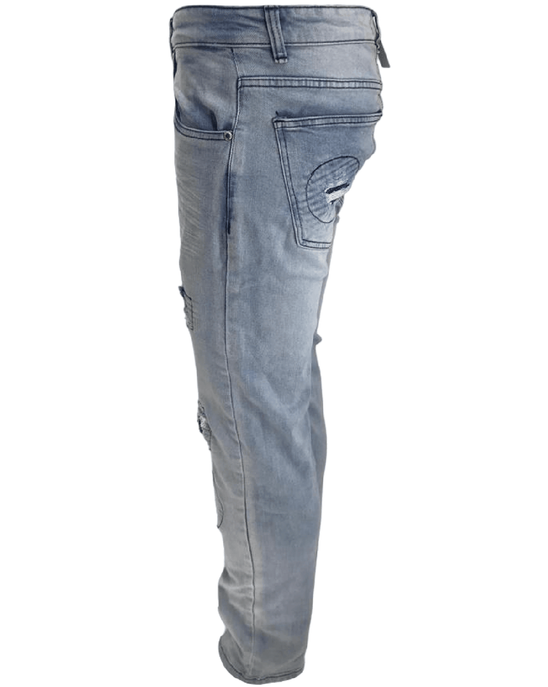 Men's Ripped Jeans Light Blue Men Peviani Carrot Fit Jean Designer Slim Patchwork Biker Denim Trouser Jeans Pants - Georgio Peviani