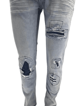 Men's Ripped Jeans Light Blue Men Peviani Carrot Fit Jean Designer Slim Patchwork Biker Denim Trouser Jeans Pants - Georgio Peviani