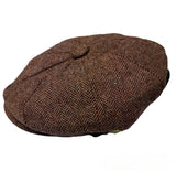 Mens Herringbone Hat 8 Panel Flat Cap Peaky Blinders Newsboy Tweed Baker Boy Gatsby 100% Wool Hat - Georgio Peviani