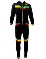 Mens Tracksuit 2 Piece Zipper Rasta Multicolour Men's Matching Sweatshirts Sweatpants Athletic Hoodie & Joggers Zip Pants Bottoms Track Suit - Georgio Peviani