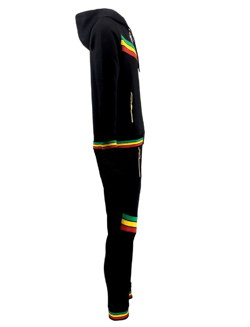 Mens Tracksuit 2 Piece Zipper Rasta Multicolour Men's Matching Sweatshirts Sweatpants Athletic Hoodie & Joggers Zip Pants Bottoms Track Suit - Georgio Peviani