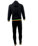 Mens Tracksuit 2 Piece Zipper Rasta Multicolour Men's Matching Sweatshirts Sweatpants Athletic Hoodie & Joggers Zip Pants Bottoms Track Suit - Georgio Peviani