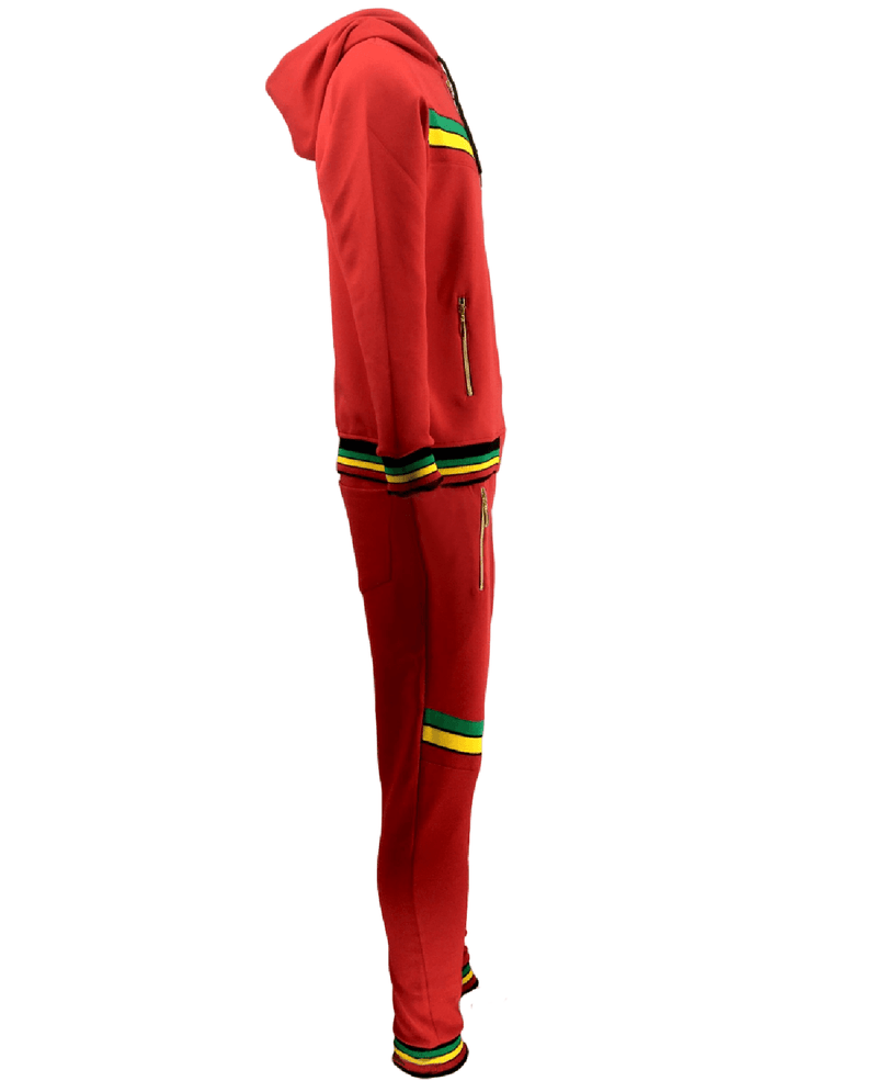 Mens Tracksuit 2 Piece Zipper Rasta Multicolour Men's Matching Sweatshirts Sweatpants Athletic Hoodie & Joggers Zip Pants Bottoms Track Suit - Georgio Peviani