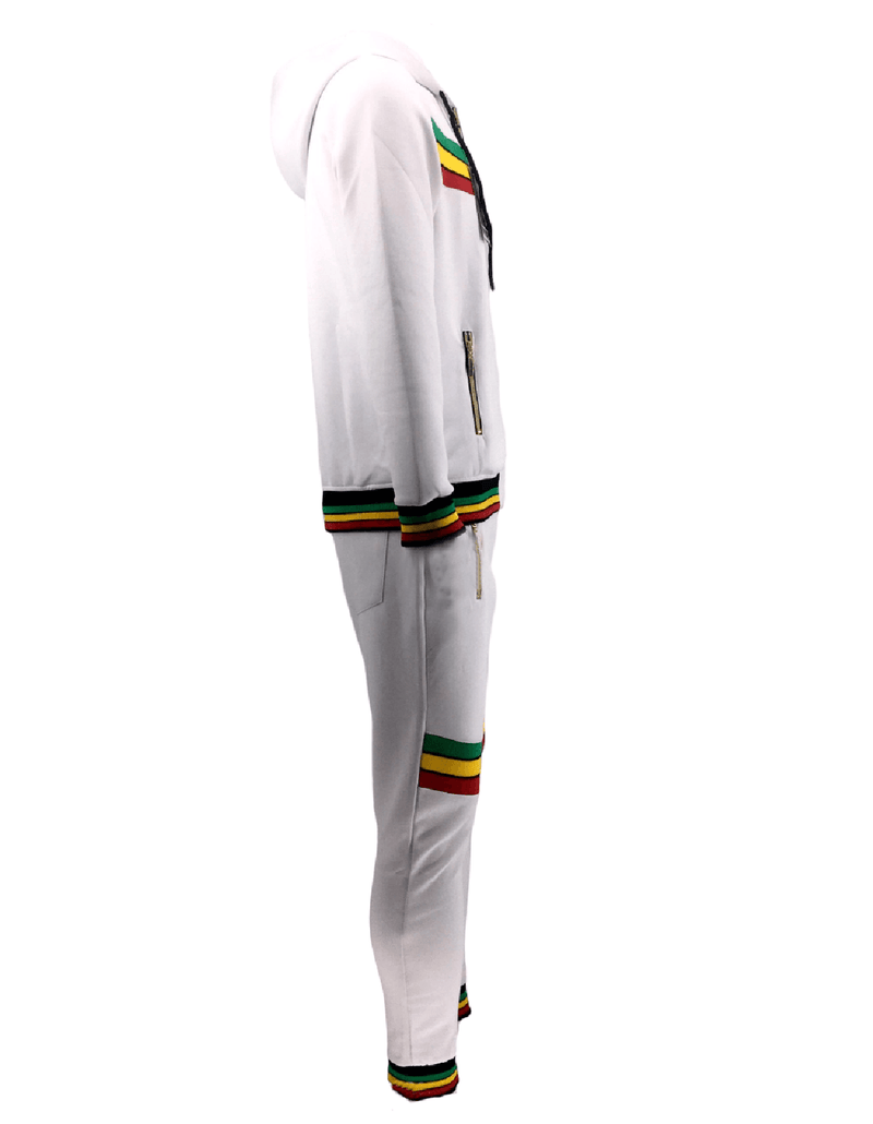 Mens Tracksuit 2 Piece Zipper Rasta Multicolour Men's Matching Sweatshirts Sweatpants Athletic Hoodie & Joggers Zip Pants Bottoms Track Suit - Georgio Peviani