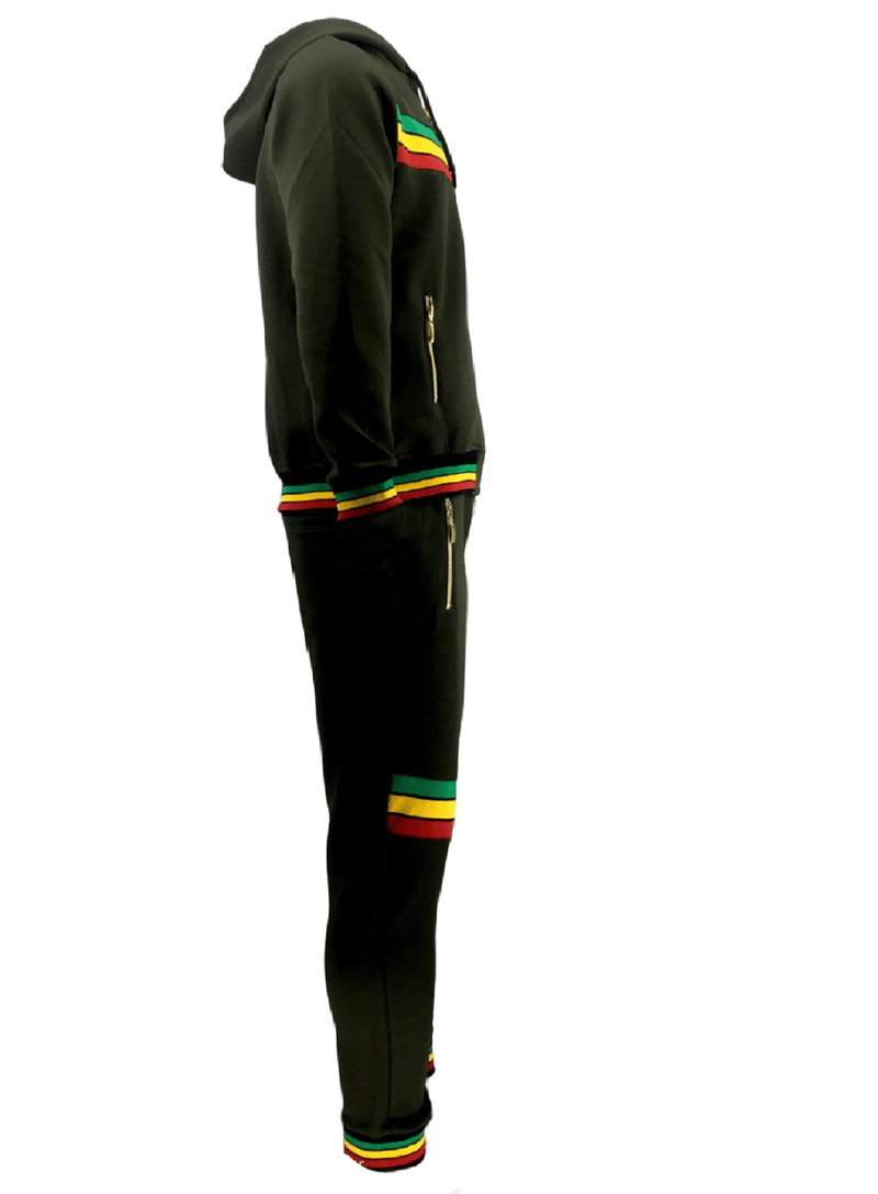 Mens Tracksuit 2 Piece Zipper Rasta Multicolour Men's Matching Sweatshirts Sweatpants Athletic Hoodie & Joggers Zip Pants Bottoms Track Suit - Georgio Peviani
