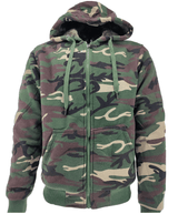 Mens Camouflage Hoodie Fur Lined Full Zip Army Camo Military Sherpa Hooded Men Warm Winter Jacket M - 3XL - Georgio Peviani
