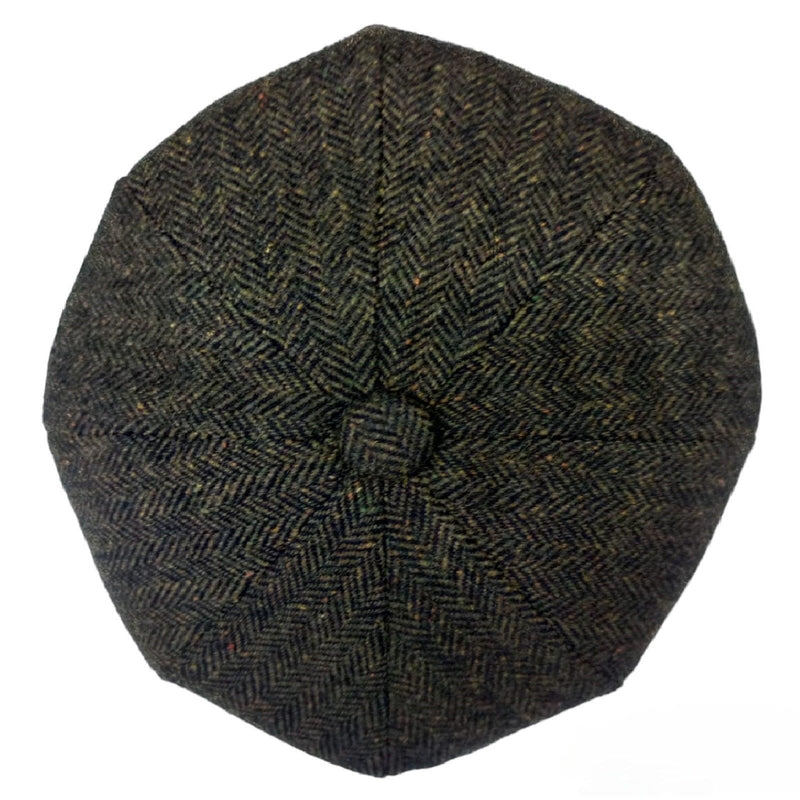 Mens Herringbone Hat 8 Panel Flat Cap Peaky Blinders Newsboy Tweed Baker Boy Gatsby 100% Wool Hat - Georgio Peviani