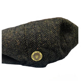 Mens Herringbone Hat 8 Panel Flat Cap Peaky Blinders Newsboy Tweed Baker Boy Gatsby 100% Wool Hat - Georgio Peviani
