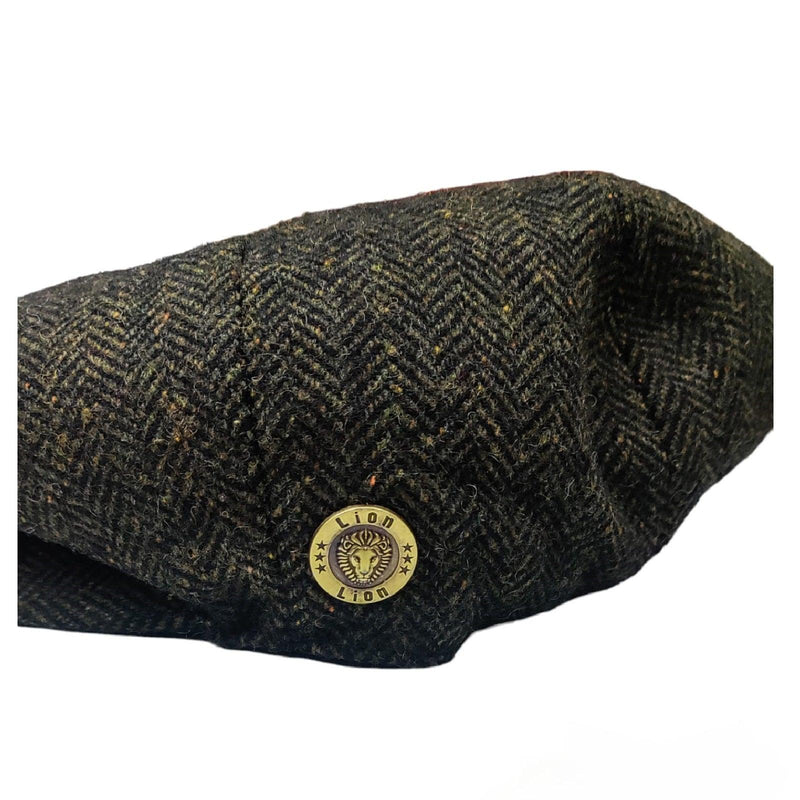 Mens Herringbone Hat 8 Panel Flat Cap Peaky Blinders Newsboy Tweed Baker Boy Gatsby 100% Wool Hat - Georgio Peviani