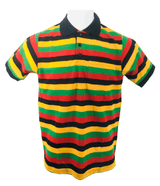 Men's Rasta Polo Striped T Shirt Men Collar Short Sleeves Shirt Top Pendeen Tee - Georgio Peviani