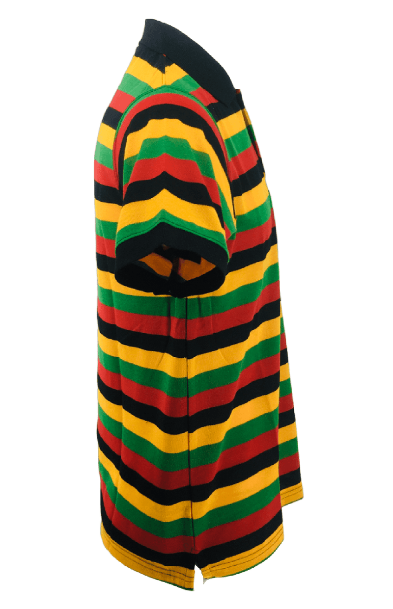 Men's Rasta Polo Striped T Shirt Men Collar Short Sleeves Shirt Top Pendeen Tee - Georgio Peviani