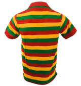 Men's Rasta Polo Striped T Shirt Men Collar Short Sleeves Shirt Top Pendeen Tee - Georgio Peviani