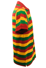 Men's Rasta Polo Striped T Shirt Men Collar Short Sleeves Shirt Top Pendeen Tee - Georgio Peviani