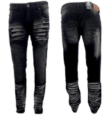 Mens Denim Jeans Georgio Peviani Skinny Slim Fit Trouser Men Two Tone Pants Stretch Filbury Black Pant Biker Zipper - Georgio Peviani