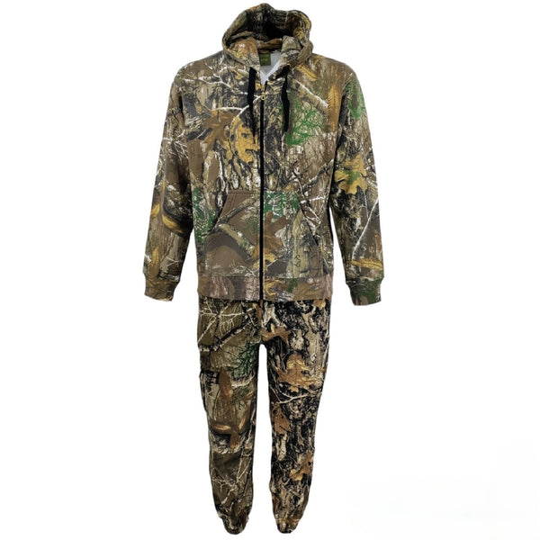 Mens Jungle Print Tracksuit 2pcs Full Set Trouser Hoodie Hunting Combat Sweat
