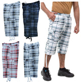 Mens Check Shorts 3/4 Length Casual Classic Fit Summer Shorts Elasticated Waist Cargo Combat Half Pants