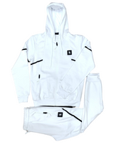 Mens White Time Is Money Tracksuit 2 Piece Set Men Urban Hoodie & Joggers Zip Pants Matching Sweatshirts Sweatpants Hoodie & Joggers Bottoms
