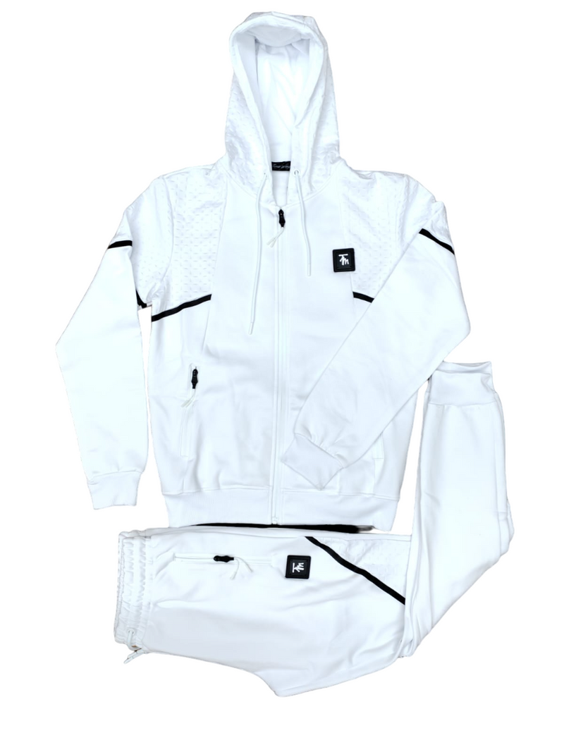 Mens White Time Is Money Tracksuit 2 Piece Set Men Urban Hoodie & Joggers Zip Pants Matching Sweatshirts Sweatpants Hoodie & Joggers Bottoms