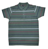 Mens Polo Striped Shirt Pique Short Sleeve Top Summer Casual With Pocket M - XXL