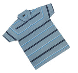 Mens Polo Striped Shirt Pique Short Sleeve Top Summer Casual With Pocket M - XXL