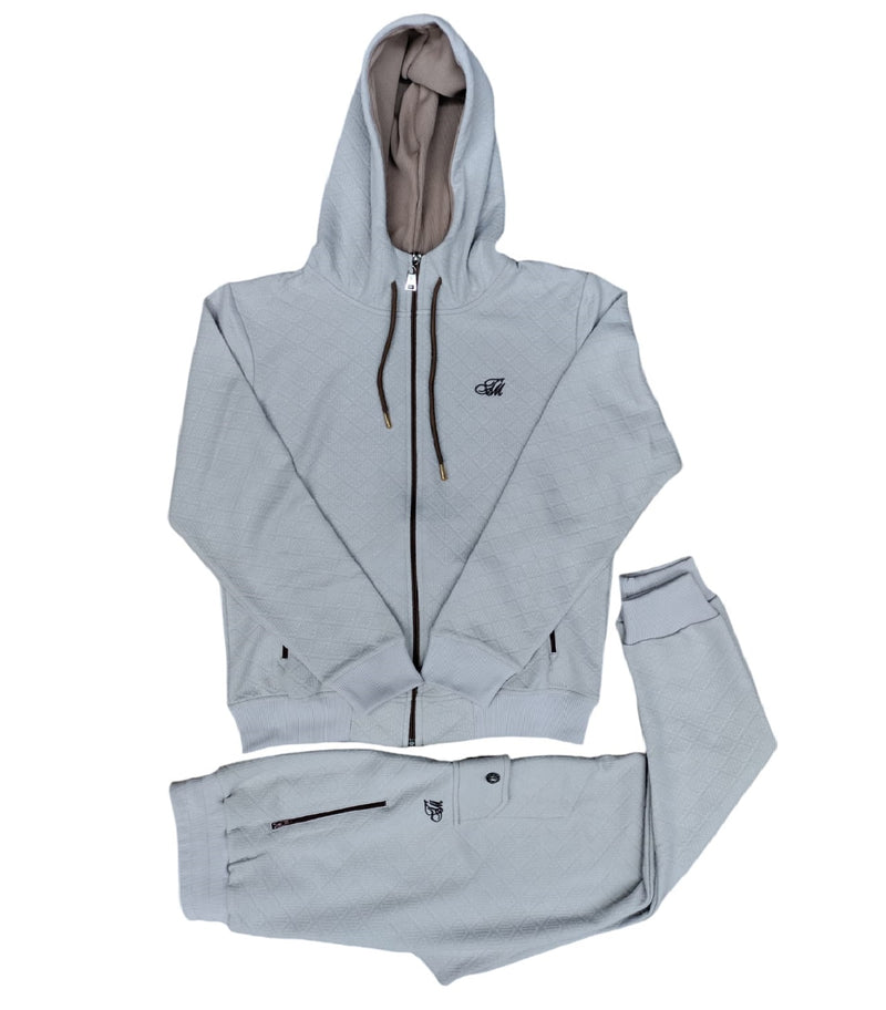 Mens TiM Tracksuit Slim Fit Urban Zip Up Hoodie Top & Matching Jogger 2pcs Set