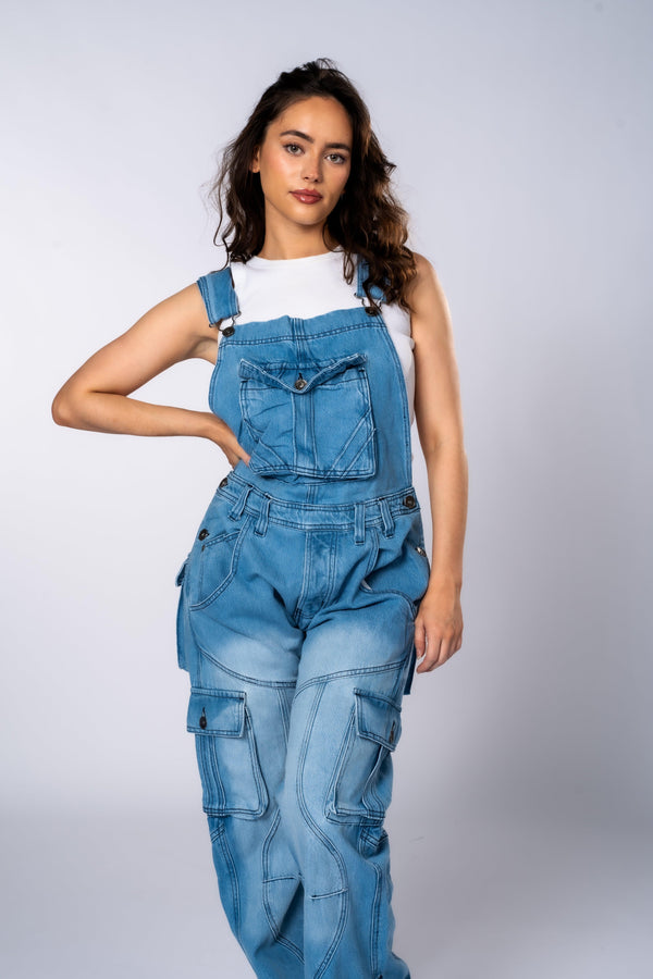 Peviani Light Wash Dungaree Overalls - Georgio Peviani