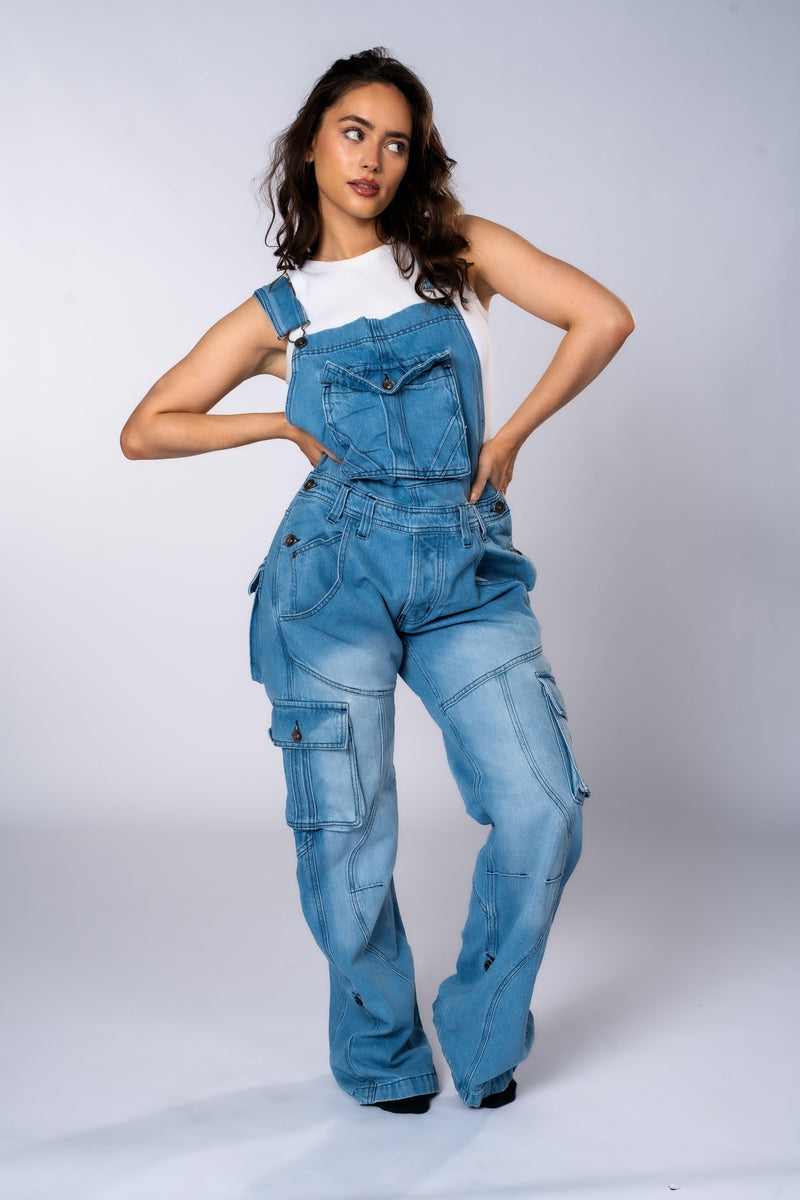 Peviani Light Wash Dungaree Overalls - Georgio Peviani