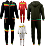Mens Tracksuit 2 Piece Zipper Rasta Multicolour Men's Matching Sweatshirts Sweatpants Athletic Hoodie & Joggers Zip Pants Bottoms Track Suit - Georgio Peviani