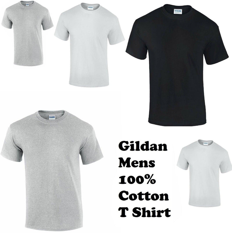 Mens Plain Top Shirt Gildan Cotton Crew Neck Top Unisex Short Sleeve T-Shirt S-2XL - Georgio Peviani