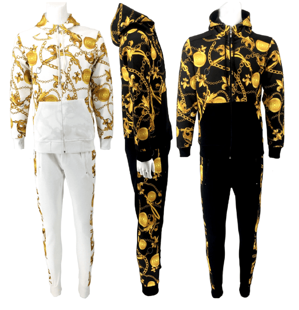 Mens Tracksuit Hoodie Sweatshirt & Jogger Pants Men's Set 3D Print 2-Pcs Suits Zipper Slim Jogging Sweatpants Athletic Track Suit - Georgio Peviani