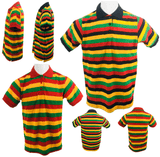 Men's Rasta Polo Striped T Shirt Men Collar Short Sleeves Shirt Top Pendeen Tee - Georgio Peviani