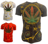 Men’s Ganja Leaf T Shirts Weed Cannabis Top Urban Hip Hop Tee Men Summer Marijuana Shirt T-Shirt - Georgio Peviani