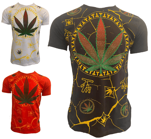 Men’s Ganja Leaf T Shirts Weed Cannabis Top Urban Hip Hop Tee Men Summer Marijuana Shirt T-Shirt - Georgio Peviani