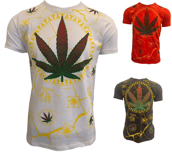 Men’s Ganja Leaf T Shirts Weed Cannabis Top Urban Hip Hop Tee Men Summer Marijuana Shirt T-Shirt - Georgio Peviani
