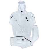 Mens White Time Is Money Tracksuit 2 Piece Set Men Urban Hoodie & Joggers Zip Pants Matching Sweatshirts Sweatpants Hoodie & Joggers Bottoms
