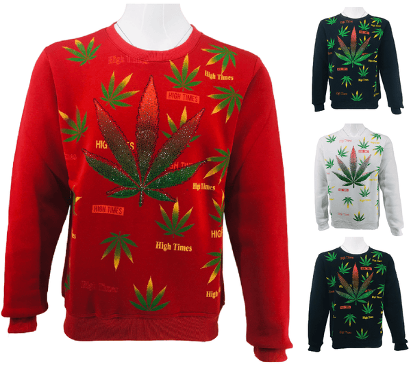 Mens Marijuana Leaves Sweatshirt Ganja Jumper Fleece Cannabis Sweater Knitwear Top UK S-2XL - Georgio Peviani