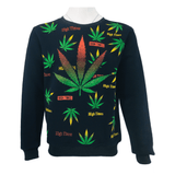 Mens Marijuana Leaves Sweatshirt Ganja Jumper Fleece Cannabis Sweater Knitwear Top UK S-2XL - Georgio Peviani