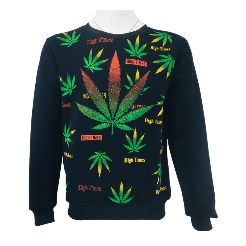 Mens Marijuana Leaves Sweatshirt Ganja Jumper Fleece Cannabis Sweater Knitwear Top UK S-2XL - Georgio Peviani
