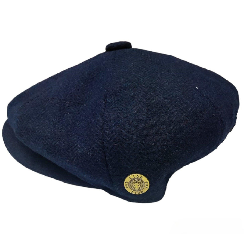 Mens Herringbone Hat 8 Panel Flat Cap Peaky Blinders Newsboy Tweed Baker Boy Gatsby 100% Wool Hat - Georgio Peviani