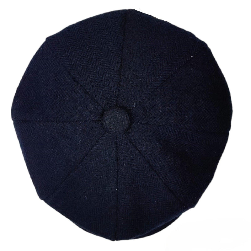 Mens Herringbone Hat 8 Panel Flat Cap Peaky Blinders Newsboy Tweed Baker Boy Gatsby 100% Wool Hat - Georgio Peviani