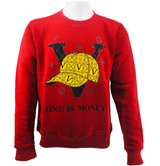 Mens Fleece Jumper V Cap Print Time Is Money Sweater Knitwear Pullover Long Sleeve Jersey Sweatshirt Top S-2XL - Georgio Peviani