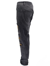 Mens Georgio Peviani Jeans Designer Stretch Slim Ripped Distressed Printed Denim Jeans