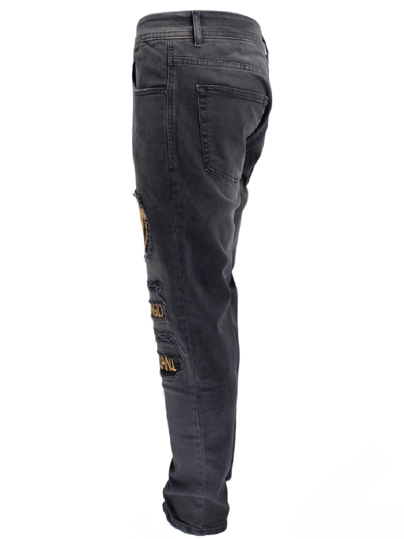Mens Georgio Peviani Jeans Designer Stretch Slim Ripped Distressed Printed Denim Jeans