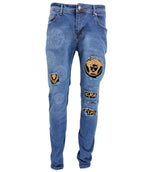 Mens Georgio Peviani Jeans Designer Stretch Slim Ripped Distressed Printed Denim Jeans