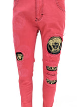 Mens Georgio Peviani Jeans Designer Stretch Slim Ripped Distressed Printed Denim Jeans
