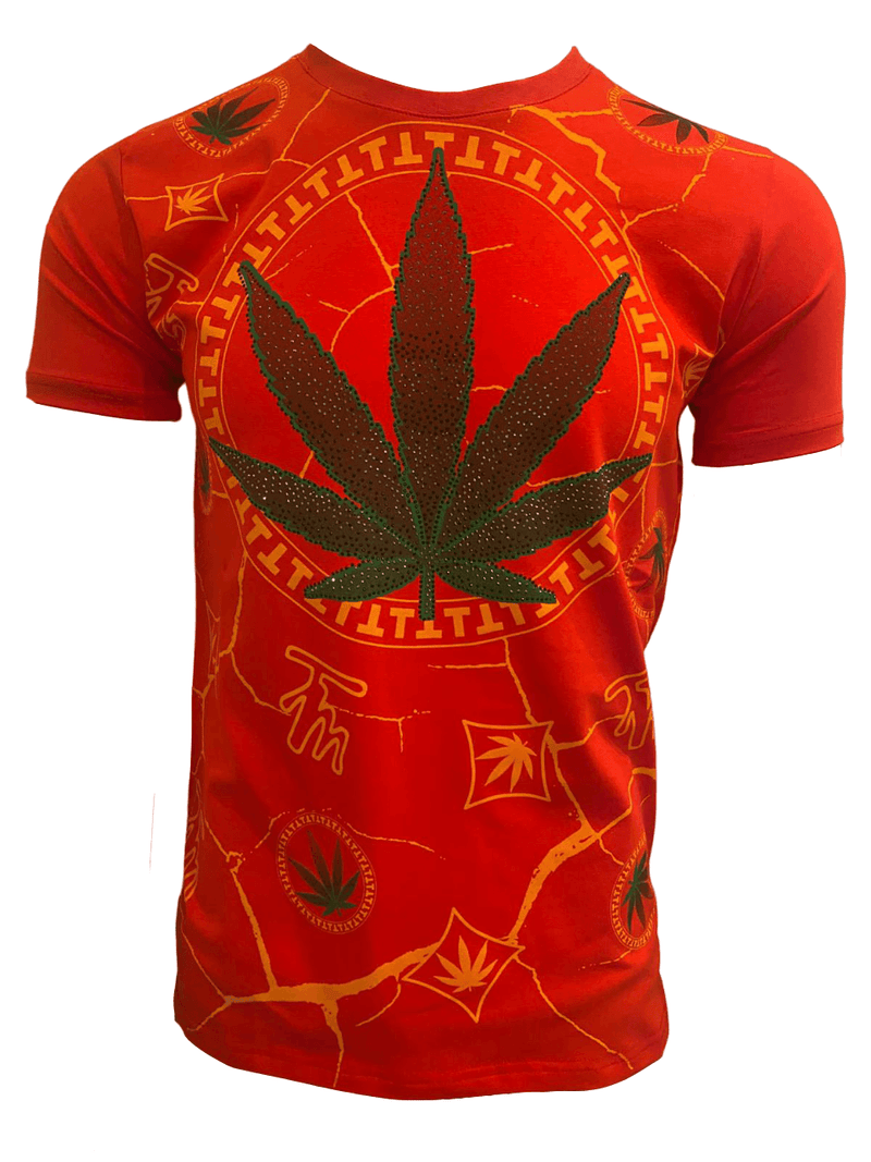 Men’s Ganja Leaf T Shirts Weed Cannabis Top Urban Hip Hop Tee Men Summer Marijuana Shirt T-Shirt - Georgio Peviani