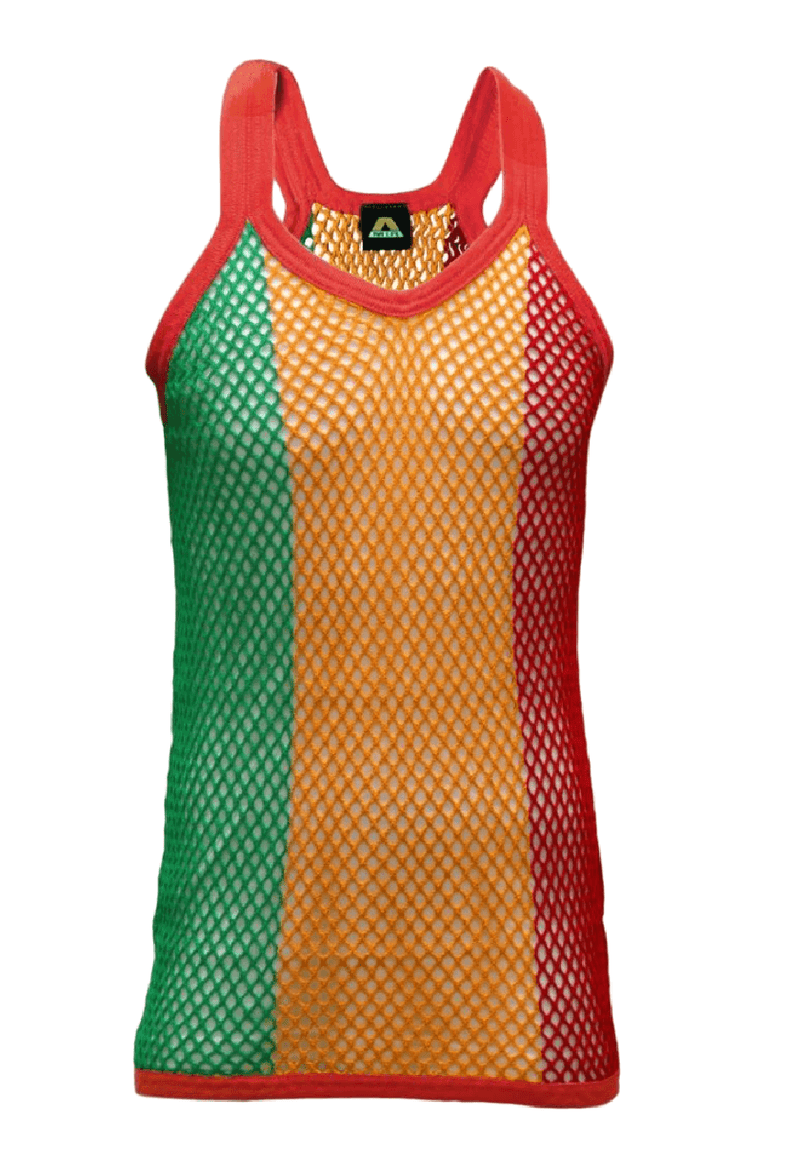 Mens Rasta Jamaica Vest Plain String Fishnet Mesh Gym Summer Muscle String Tank Top Fitted String Vest - Georgio Peviani
