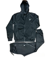 Mens Black Time Is Money Tracksuit 2 Piece Set Men Urban Hoodie & Joggers Zip Pants Matching Sweatshirts Sweatpants Hoodie & Joggers Bottoms