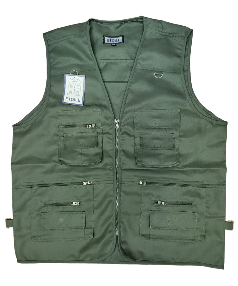 Mens Vest Waistcoat Utility Multi Pocket Workwear Body Warmer Gillet Fisherman