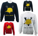 Mens Fleece Jumper V Cap Print Time Is Money Sweater Knitwear Pullover Long Sleeve Jersey Sweatshirt Top S-2XL - Georgio Peviani
